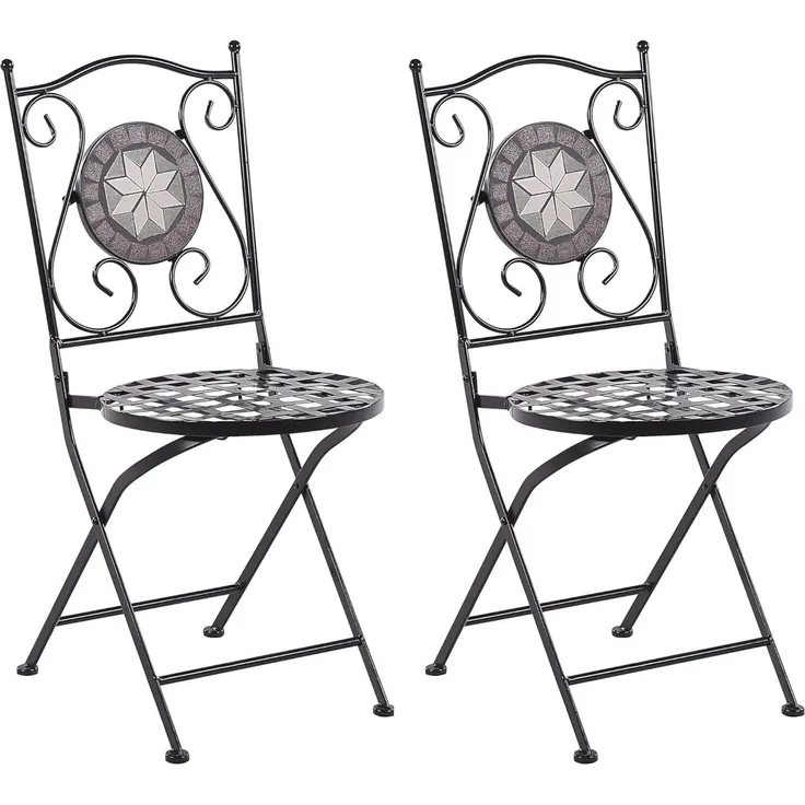 Gartenstuhl 2er Set CARIATI Metall Schwarz