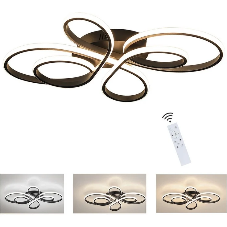 Nettlife LED Deckenleuchte Wohnzimmer Schwarz Dimmbar Modern 66/80/100CM Deckenlampe Warmweiß, Dimmbar mit Fernbedienung, LED fest integriert, Warmweiß Neutralweiß Kaltweiß, Nachtlichts – Bild 1