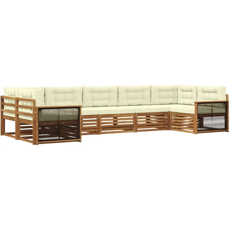 vidaXL Outdoor-Sofagarnitur 7 stk. 7-Sitzer Natur und Creme 3383803 – Bild 2