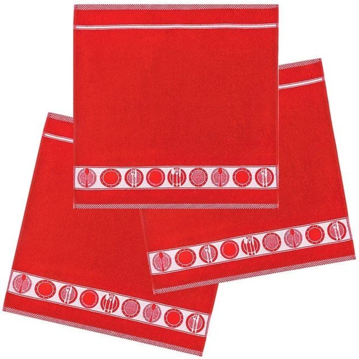 Kracht Geschirrtuch Teller, (3-tlg, 3-teilig), 3er Pack Frottee Küchenhandtücher (3 Stück) ca. 50x50 cm Baumwolle – Bild 3