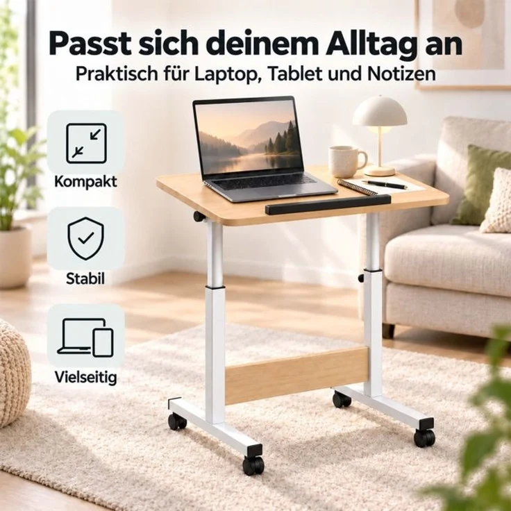Relaxdays Laptoptisch höhenverstellbar mit Rollen – Bild 3