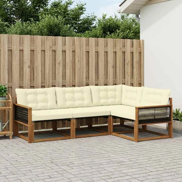 vidaXL Outdoor-Sofagarnitur 4 stk. 4-Sitzer Natur und Creme 3381390 – Bild 1
