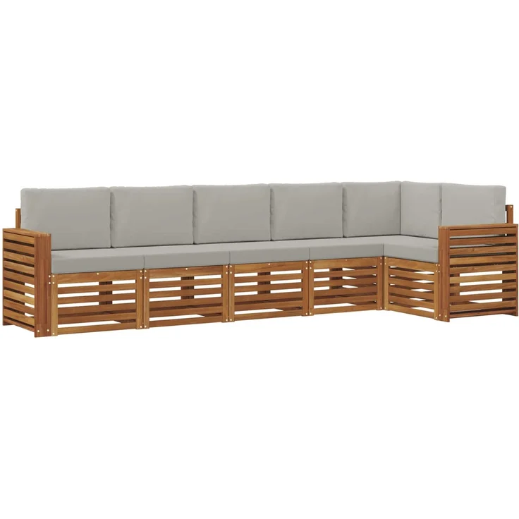 vidaXL Outdoor-Sofagarnitur 6 stk. 6-Sitzer Natur und Hellgrau 3374896 – Bild 2