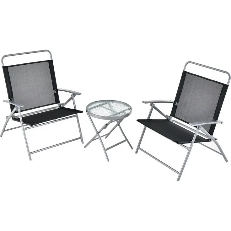 COSTWAY Balkonset 3-teilig, mit Bistrotisch und 2 Stühlen