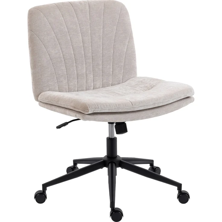 MELAYR, Homeoffice Stuhl Schreibtischstuhl mit Leinenoptik Höhenverstellbar Schneidersitz, 67 x 62 x 93 cm, Beige – Bild 2