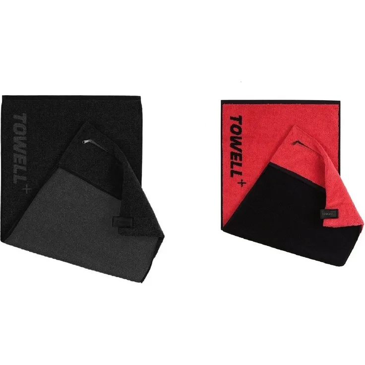 Stryve | Towell + | Sporthandtuch mit integrierter Tasche und Magnetclip | bekannt aus Die Höhle der Löwen | 2er Set in All Black und Rot