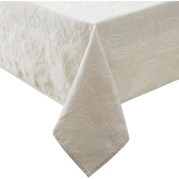 Laura Ashley Tischdecke, Bestickt, Jacquard-Stoff, knitterfrei, für Esszimmer, Urlaub, Party, Hochzeit oder Bankett, 152,4x213,4 cm, Ahorn-Taupe