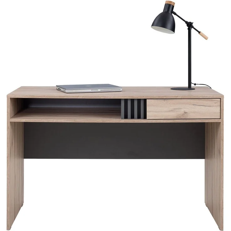 Lomadox Schreibtisch ANTIGUA-133, Eiche mit Anthrazit, 1 Fach, 1 Schublade, 120 cm breit – Bild 1