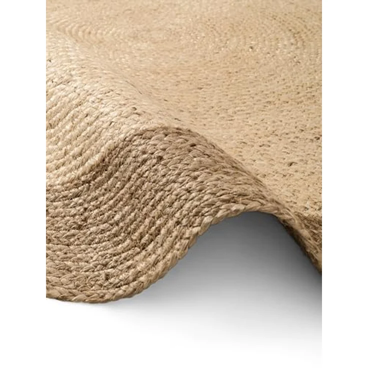 XXXL Juteteppich Jutta, rund, Creme und Greige, Oeko-Tex® Standard 100, beidseitig verwendbar, für Fußbodenheizung geeignet, pflegeleicht, strapazierfähig, Durchmesser 240 cm – Bild 6