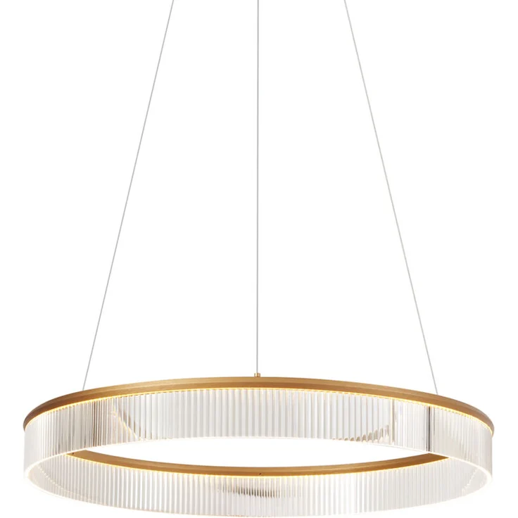QAZQA Anello Chandelier, Moderne Hängelampe Messing 78cm, inkl. LED 3-Stufen-Dimmbar
