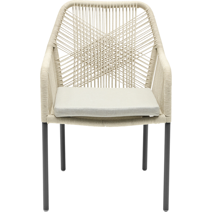 STILO Gartenstuhl mit Armlehnen, Aluminiumgestell in Charcoal, Rope in Natur, Sitzkissen in Beige – Bild 2