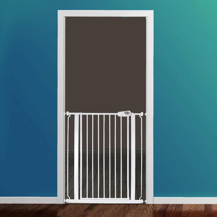 Safetots Extrahoher schmaler Metall-Sicherheitsgitter, Druckmontage, 68. 5cm - 75cm, Weiß, 104cm Höhe, Extrahohe Treppengitter, Gitter für hohe Babys, Einfache Installation – Bild 2