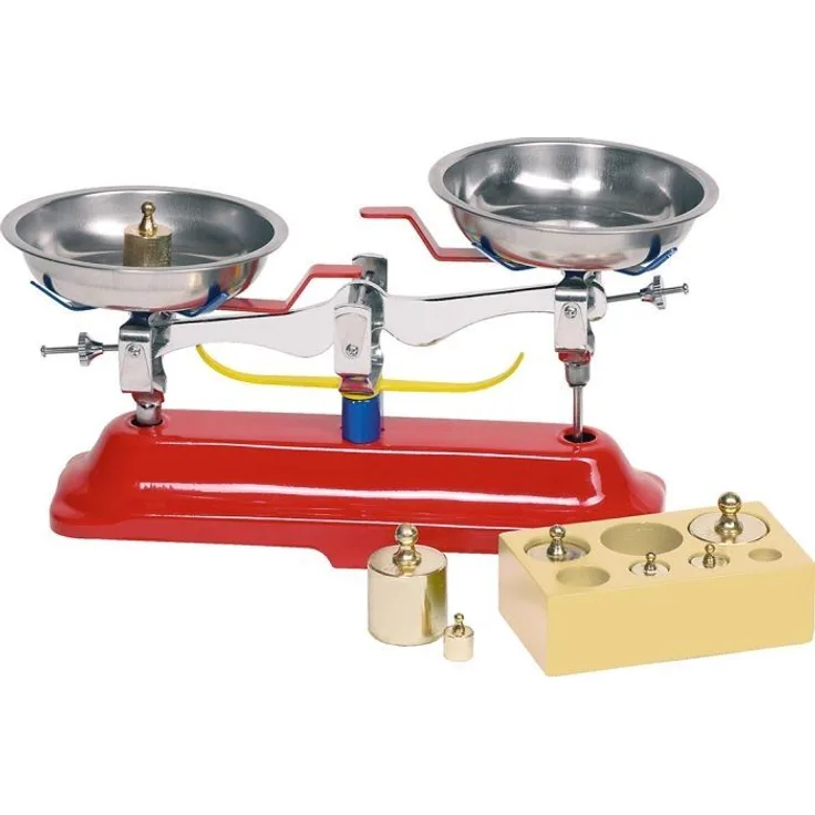 goki Waage, Holz / Metall rot, 25,5 x 13 x 14 cm