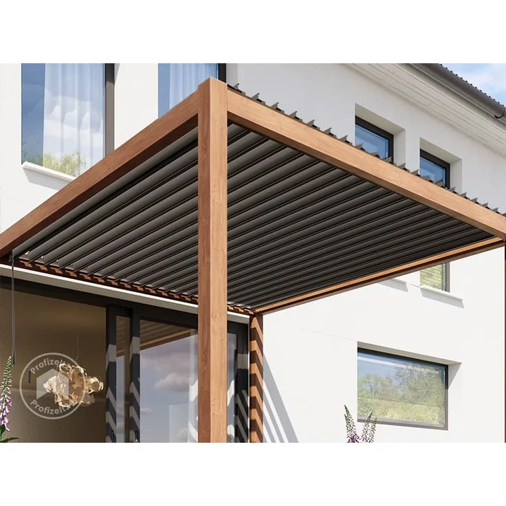 PRIMEYARD Pergola, Aluminium / Stahl braun, 3x3 m – Bild 6