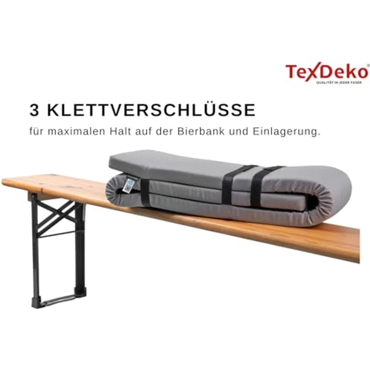 TexDeko Bankauflage Ecolen Bierbankauflagen für Bierzeltgarnitur mit Anti-Rutsch Boden, wasserabweisend & UV-Schutz, Maße: 220x25x4cm oder 180x25x4cm – Bild 3