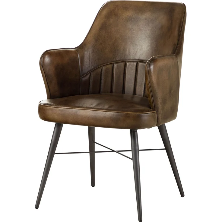 Stuhl Echtleder 55x62x84 dunkelbraun IRON LABEL #30 – Bild 1