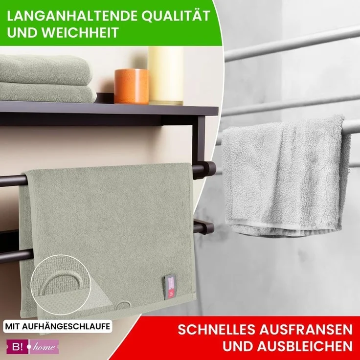 B!HOME Handtücher Set Saunatücher, Duschtücher, Gästehandtücher 100% Baumwolle, (Spar-Set, 8-St), flauschig saugfähig Frottee weich – Bild 4