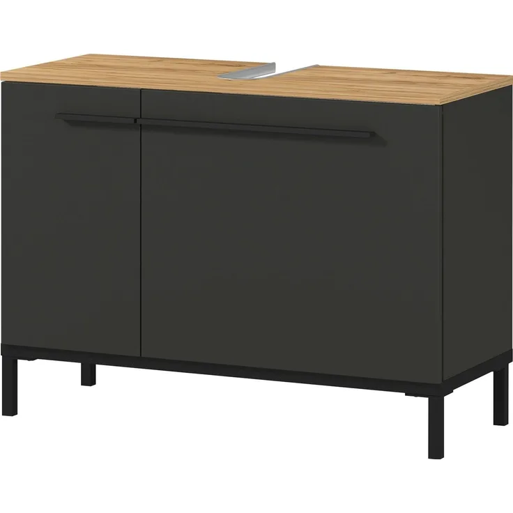 Germania WB-Unterschrank GW-Yonkers, in Graphit/Navarra-Eiche-Nb, mit Siphonausschnitt, 80 x 59 x 34 cm (BxHxT)