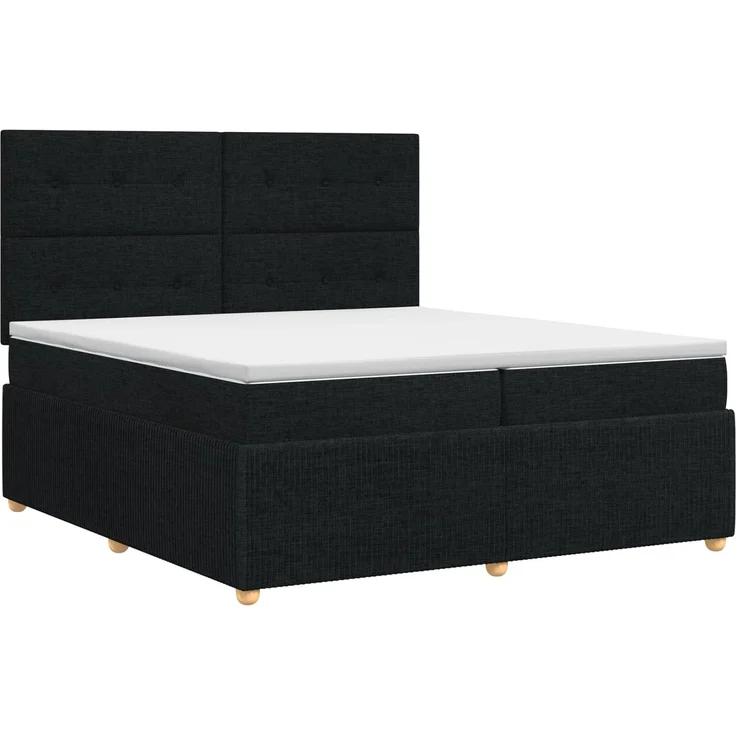 vidaXL Boxspringbett mit Matratze Schwarz 200 x 200 cm Stoff 3454475 – Bild 2