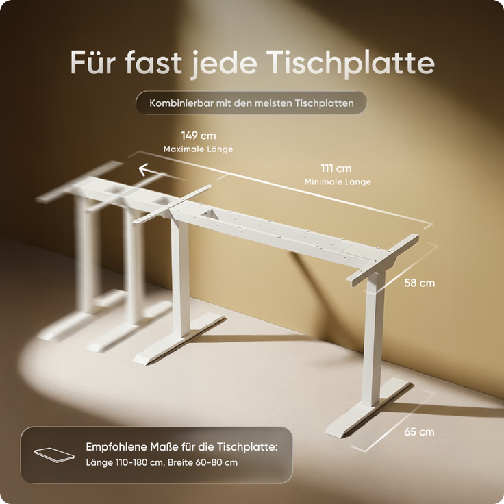 DESKSPACE PRO Elektrisch Höhenverstellbarer Schreibtischgestell mit Memory Funktion, Weiß – Bild 8