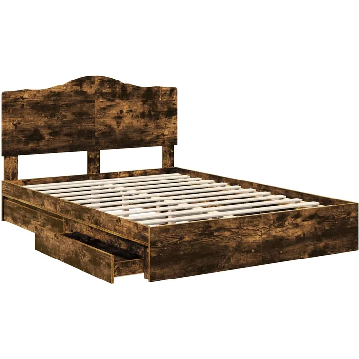 vidaXL Aufbewahrungsbett Geräucherte Eiche 160 x 200 cm Holzwerkstoff 3413489 – Bild 4