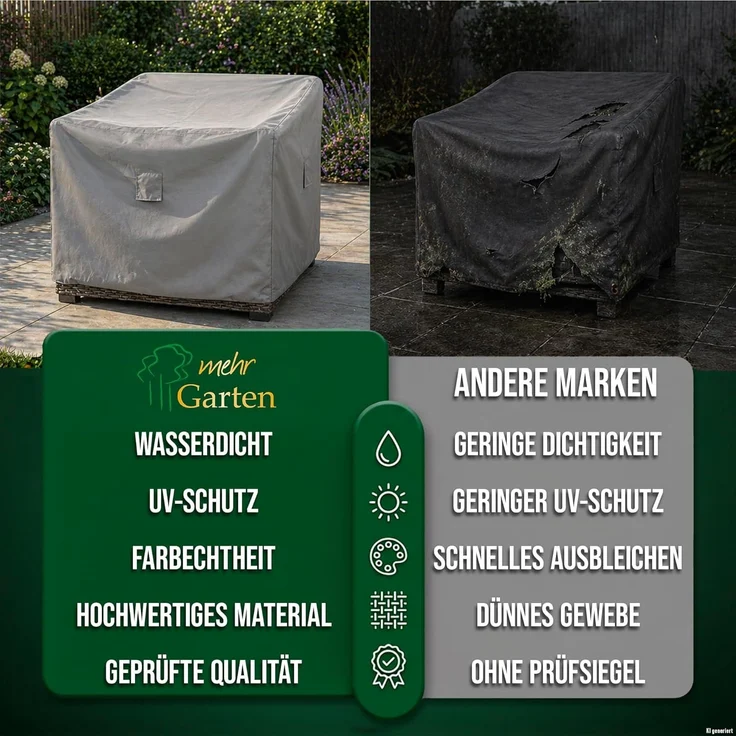 mehr Garten Gartenmöbel-Schutzhülle Premium, Premium Loungesessel-Abdeckung: 85(B)x85(T)x80(H) cm I Robuste Schutzh – Bild 5