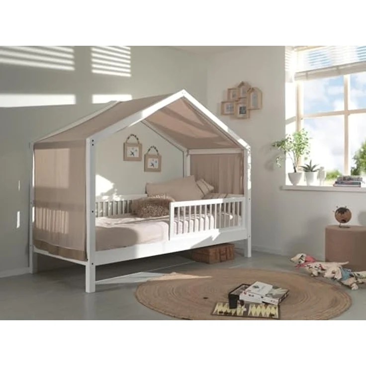 Hausbett >Buche Massiv< in Buche massiv weiß lackiert - 207,5x170x97,5 (BxHxT) – Bild 2