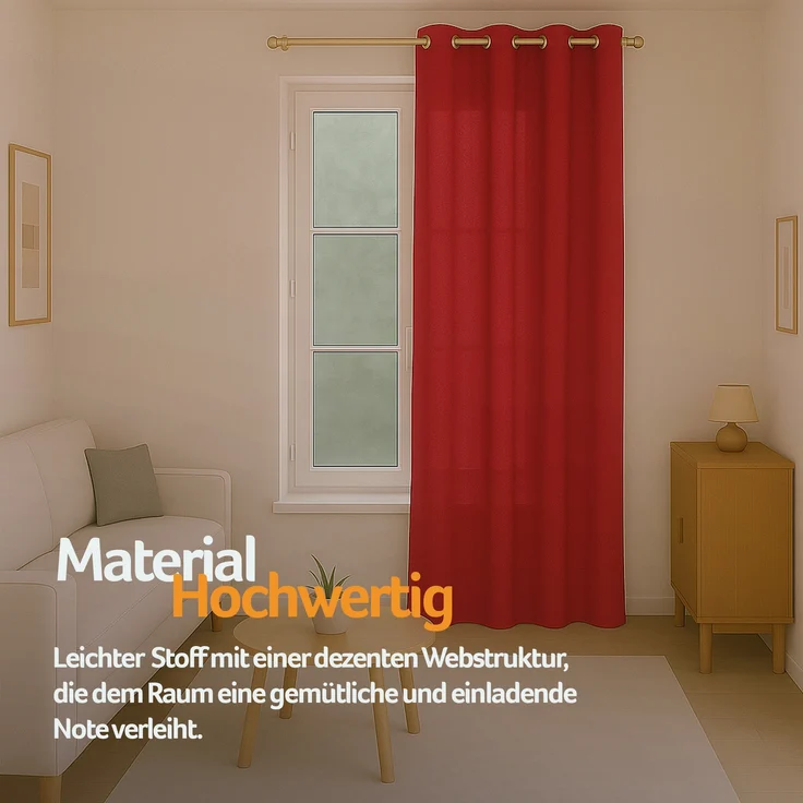 Bestlivings Blickdichte, Gardine mit Ösen, in vielen Größen und Farben Rot 140x245 cm – Bild 4