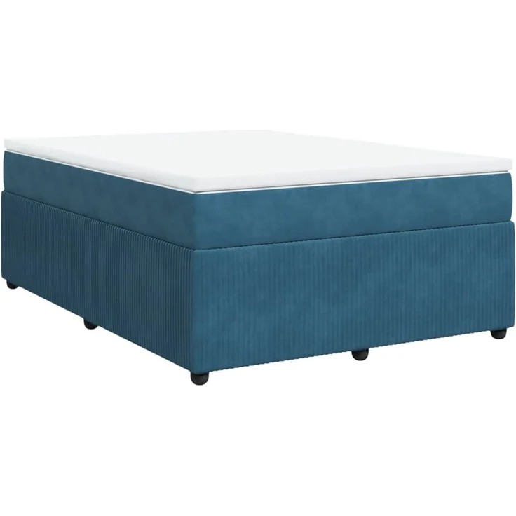 vidaXL Boxspringbett mit Matratze Dunkelblau 160x200 cm Samt 3285654 – Bild 2