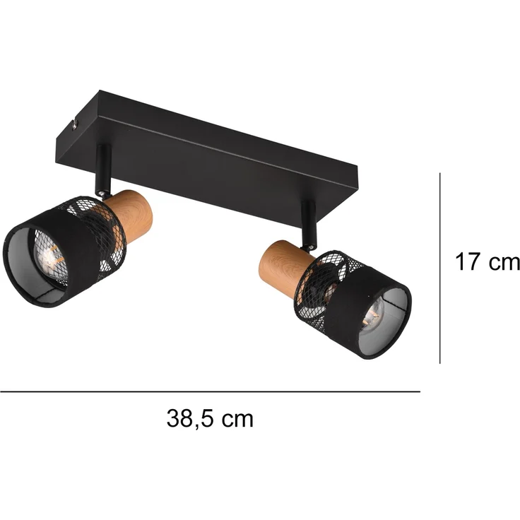 Trio Deckenstrahler 2er Spot Nandini E14 schwarz, Metall, Holz – Bild 4