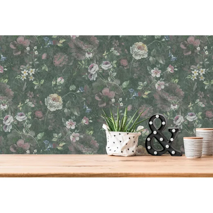 A.S. Création Vliestapete Natural Living Blumentapete, leicht strukturiert, gemustert, matt, neutral, (1 St), Blumentapete Vlies Vlies Wand Tapeten Wohnzimmer Schlafzimmer Küche