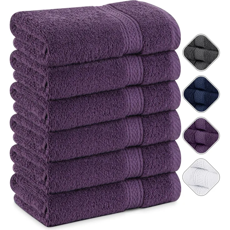 Utopia Towels Frottee Handtücher 50x100 cm, Pflaume, 6er Pack | Mit Aufhängeschlaufe, mittelgroße Badetücher, 100 % Baumwolle, weich und saugfähig, Handtuchset, Handtücher