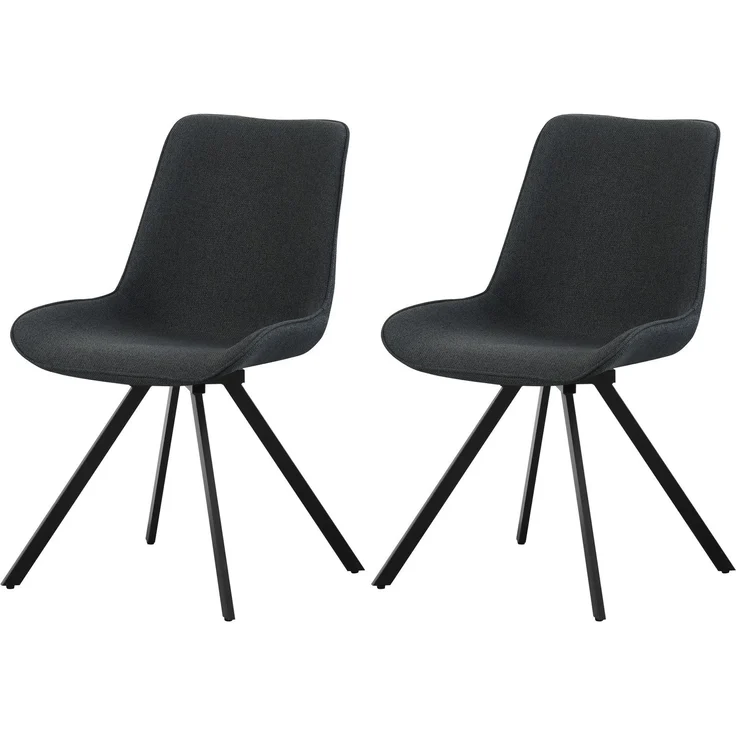Drehstuhl 2er Set Rio Stühle in Anthrazit - gemütliches Design - B/H/T: 52x85x61 cm – Bild 1