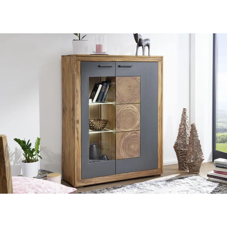 Highboard Sheesham 103 x 40 x 135 gebeizt TURIN #03 – Bild 7