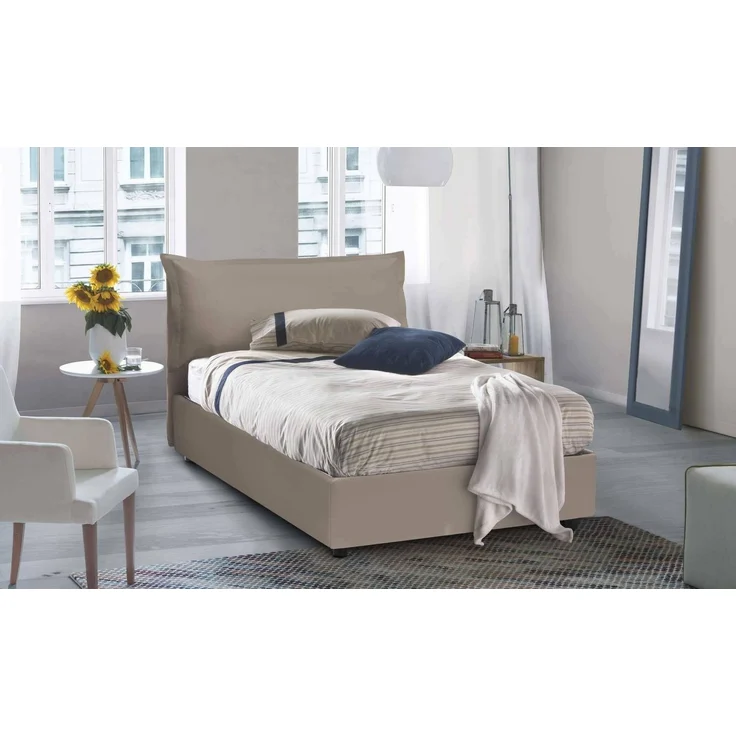 Talamo Italia - Doppelbett Olivia, Bettkasten mit Kunstlederbezug, 100 % Made in Italy, Öffnung vorne, geeignet für Matratzen 120x200 cm, taubengrau