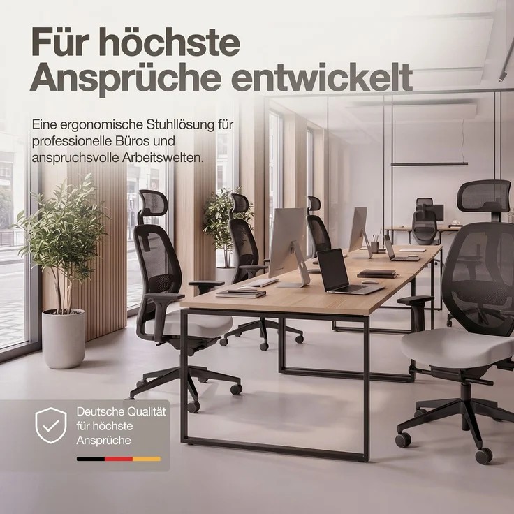 ASSMANN Ergonomischer Bürostuhl Atessa mit Netzrücken und Kopfstütze Hellgrau 63x53x121cm Textil – Bild 7