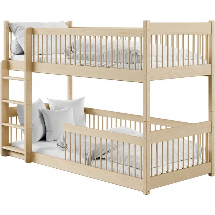 Kids Collective Kinderbett Hochbett Etagenbett 80x180, 90x190, 90x200 cm, umbaubar zu 2 Betten​ (mit abgerundeten Kanten), 90x190 cm von 4. bis 18. Lebensjahr, Natur​