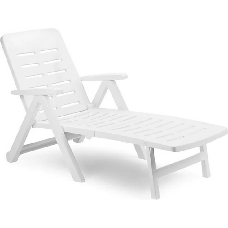 Rollbare Liege Klappliege Sonnenliege Gartenliege Kunststoff Weiß – Bild 3