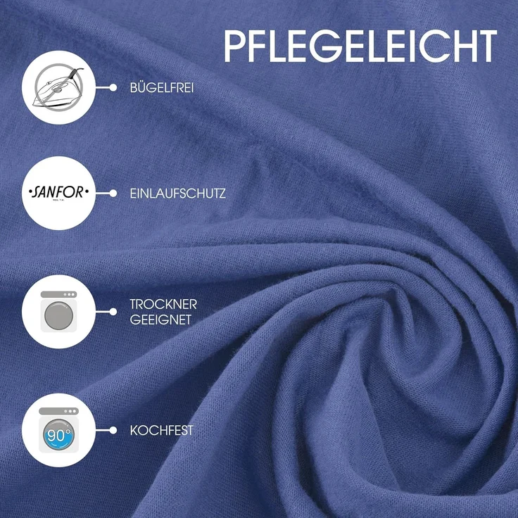 CelinaTex Jersey Topper Spannbettlaken Lucina 90x200-100x200 cm royal blau 100% Baumwolle gekämmt bis 12cm Matratzenhöhe Spannbettbezug, Leintuch, Bettlaken, elastisch, Strech, Oeko-Tex – Bild 5