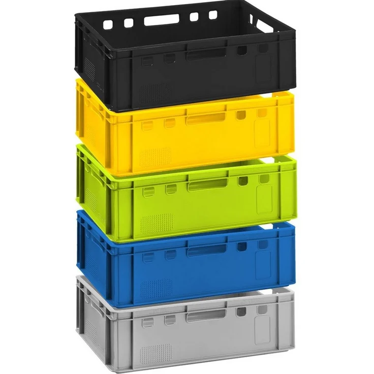 5x Fleischkiste E2 Fleischerkiste Eurobox 60x40x20cm lebensmittelecht, robust, stapelbar | Lagerkisten, Stapelkisten, Metzgerkiste Made in Germany – Bild 1