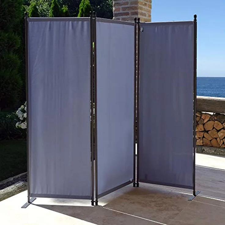Quick Star Paravent Paravent 3tlg. 170x165cm Grau – Bild 8