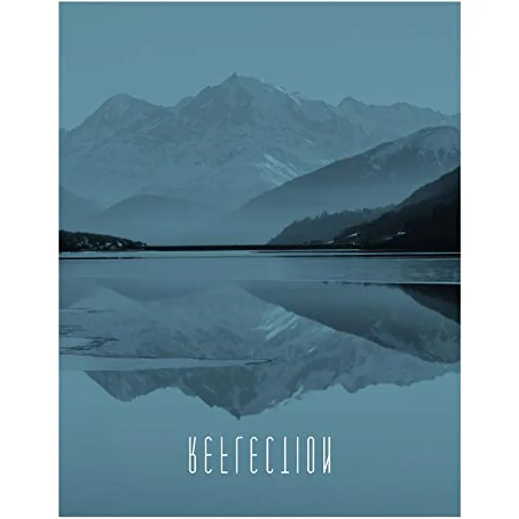 Komar Word Lake Reflection Steel, Wandbild auf Premium-Poster Fotopapier, 40 x 50 cm, ohne Rahmen, fotorealistischer Kunstdruck