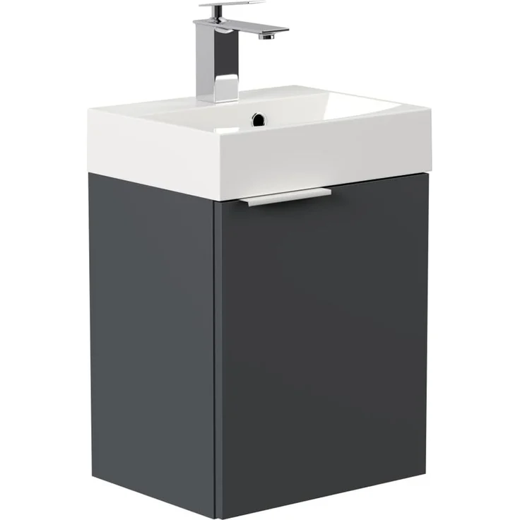 Gäste WC Badmöbel Kubus Slimline 40cm SoftClose grafit : Grafit – Bild 4