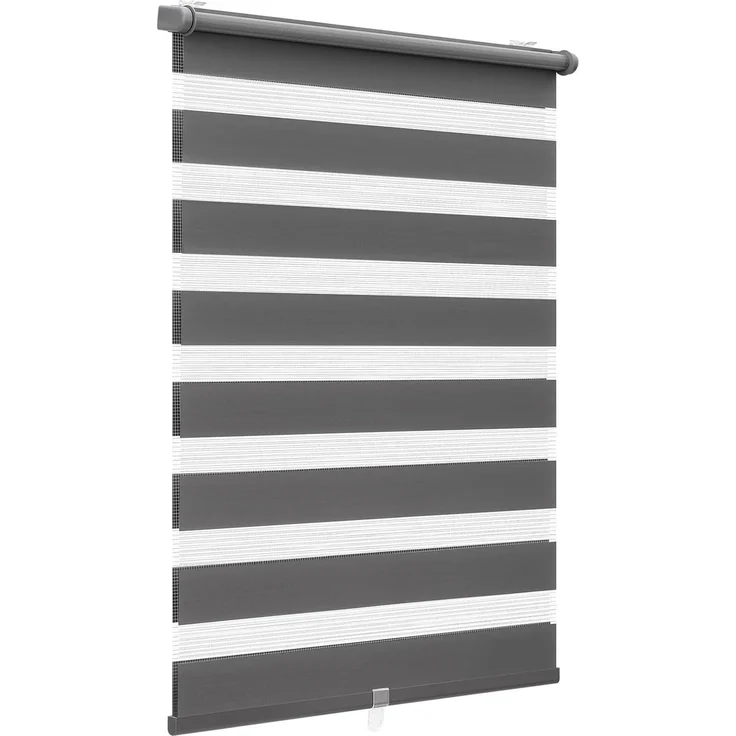 Sekey Doppelrollo Schnurlos Klemmfix ohne Bohren Sichtschutz Dunkelgrau 55x130cm – Bild 1