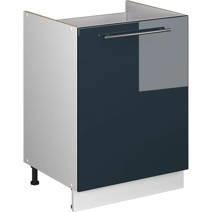 Spülenunterschrank Fame-Line Dunkelblau Hochglanz/Weiß 60 cm Vicco – Bild 1