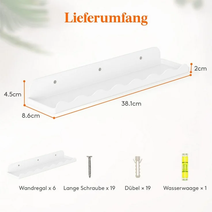 Lifewit Wandregal Kunststoff Bücherregal, Hängeregal Regale Schlafzimmer, Wohnzimmer, 6-tlg. – Bild 3