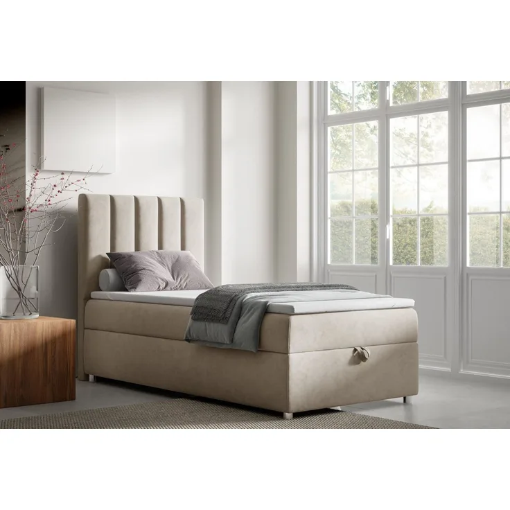 Best for Home Boxspringbett mit Bettkasten Trinity K-10 SINGLE Bonell-Matratze inkl. 7 cm Topper (Einzelbett, Polsterbett mit gepolstertes Kopfteil, Jugendbett, Kinderbett versch. Größen, 70x200 80x200 90x200 100x200 cm), Handwerksqualität, TOP Preis-L...