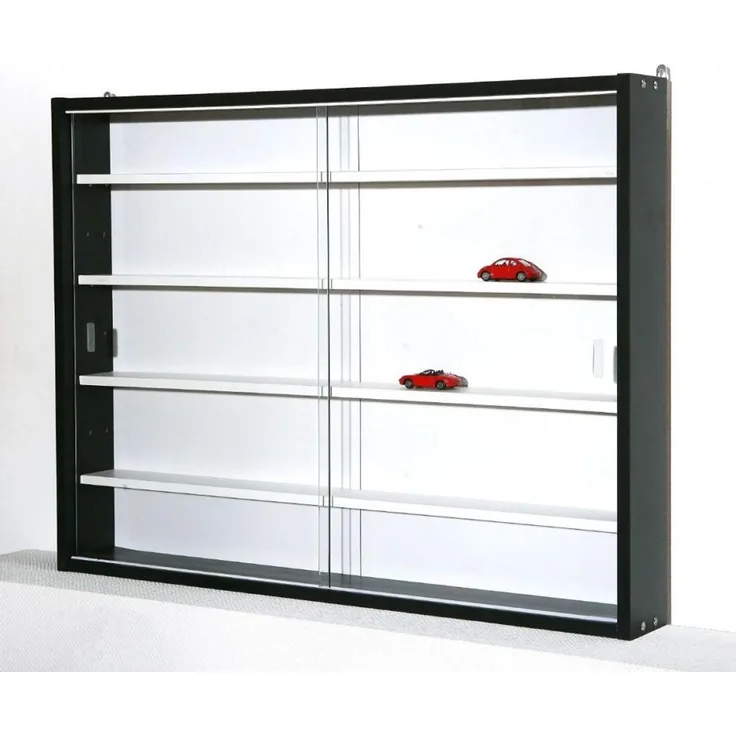 Inter Link Sammlervitrine Hängevitrine Wandregal Glasvitrine Wandvitrine Hängeregal Schaukasten MDF Schwarz und Weiss