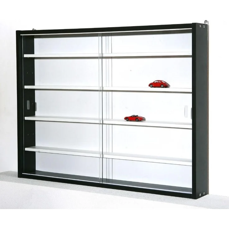 Inter Link Sammlervitrine Hängevitrine Wandregal Glasvitrine Wandvitrine Hängeregal Schaukasten MDF Schwarz und Weiss – Bild 1