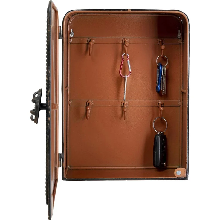 Kare Design Schlüsselkasten Safe, Schwarz, Schrank, Vintage Safe, mit 6 Haken, Stahl, klein, 31x24x13 cm (H/B/T) – Bild 7